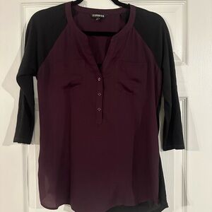 Express Women's Purple and Black Top